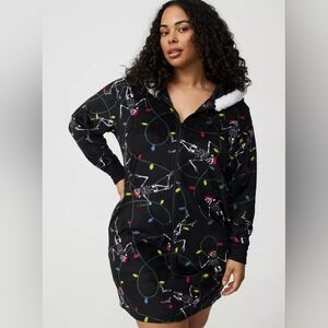 Torrid Hoodie Fleece Zip-Up Lounge Halloween Dress Jolly Skellies Plus 3X 4X Nwt